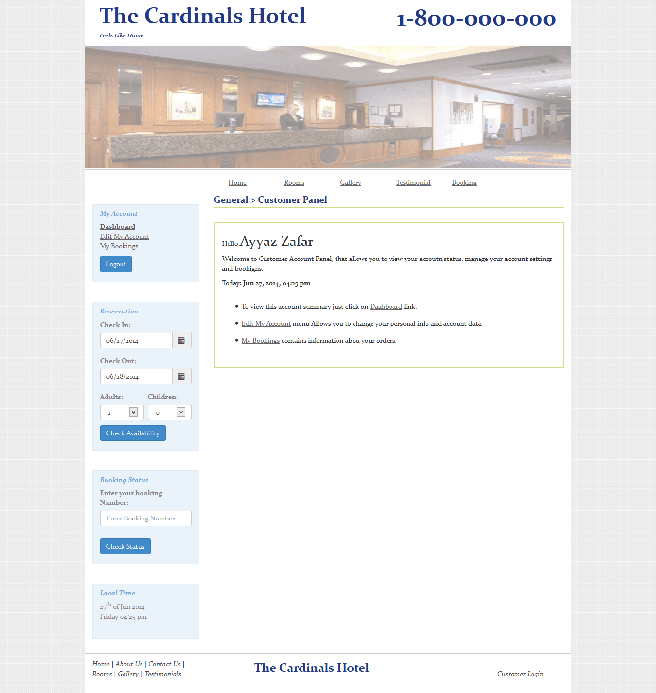 Hotel Booking — guest dashboard