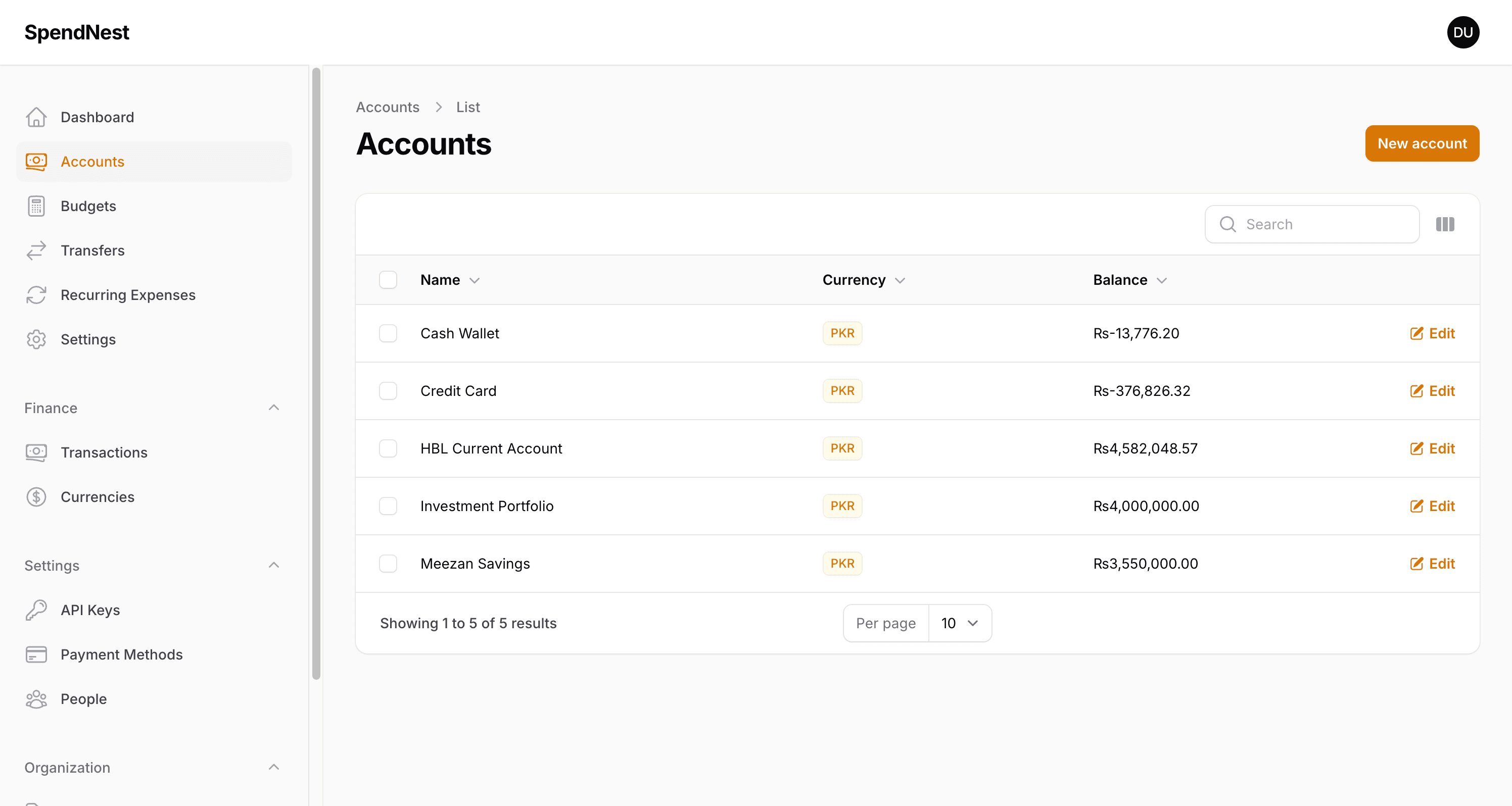 SpendNest Accounts