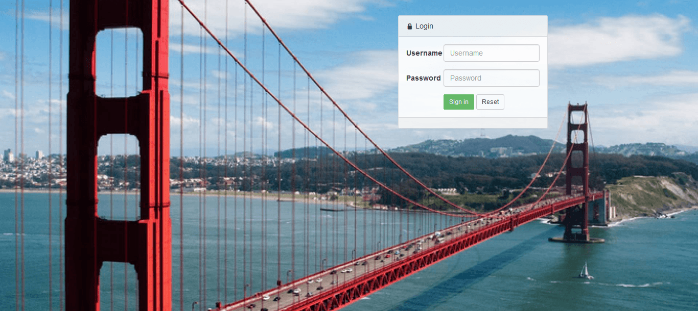 Login screen