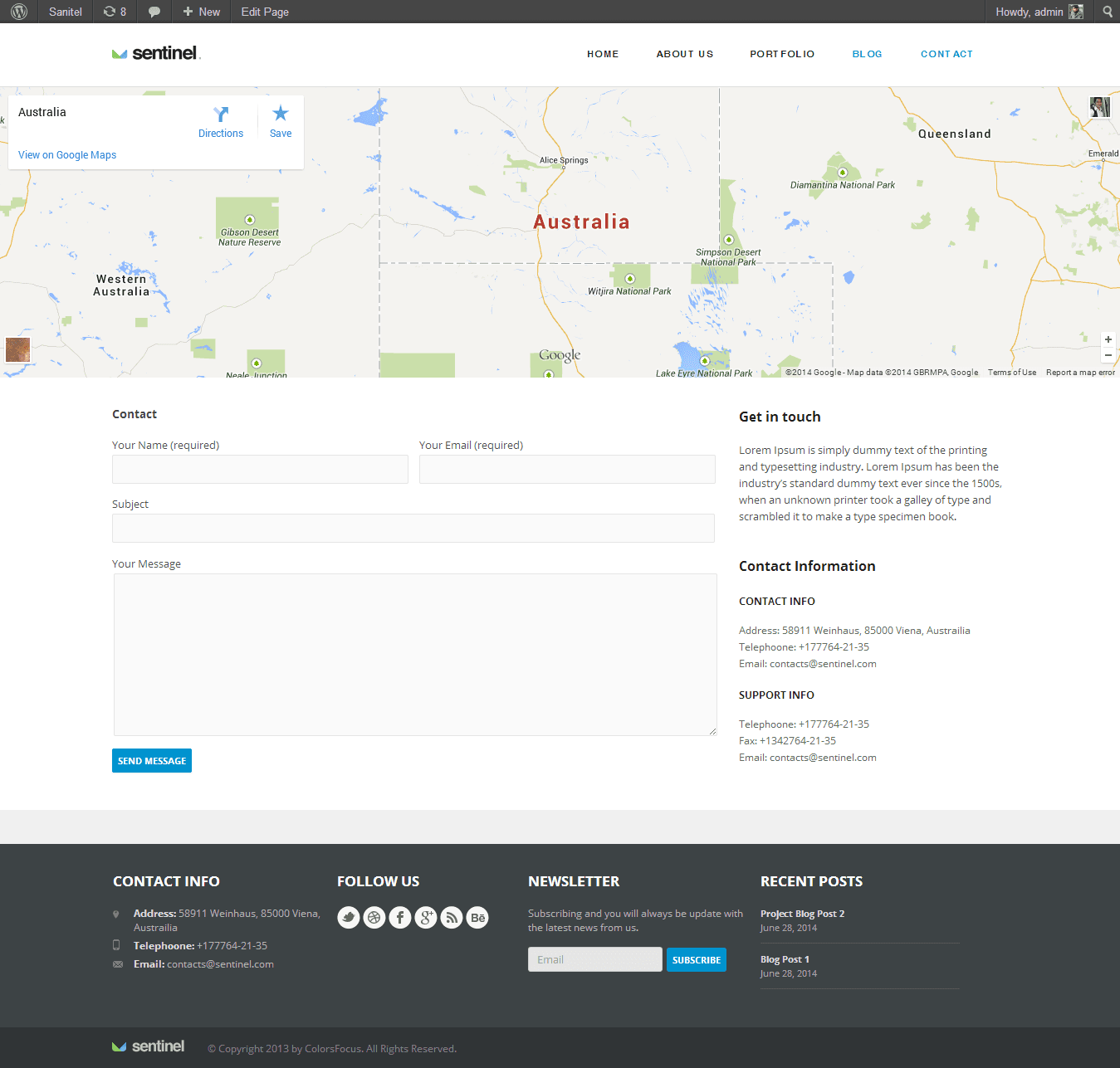 Sentinel — contact page
