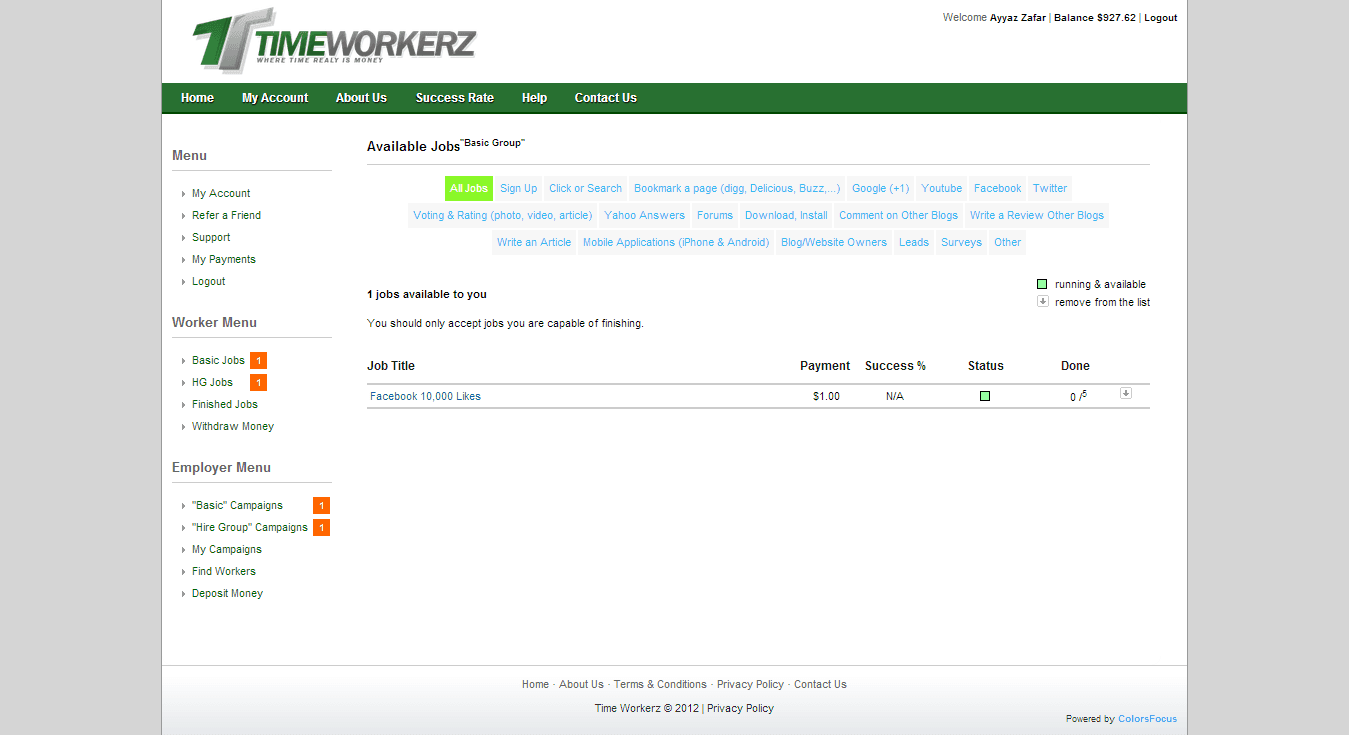 Worker — available basic jobs
