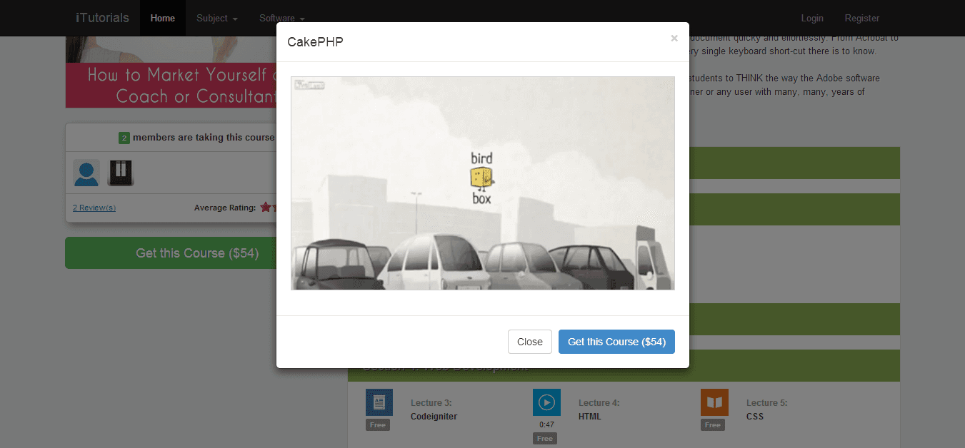 LMS — free lecture preview popup