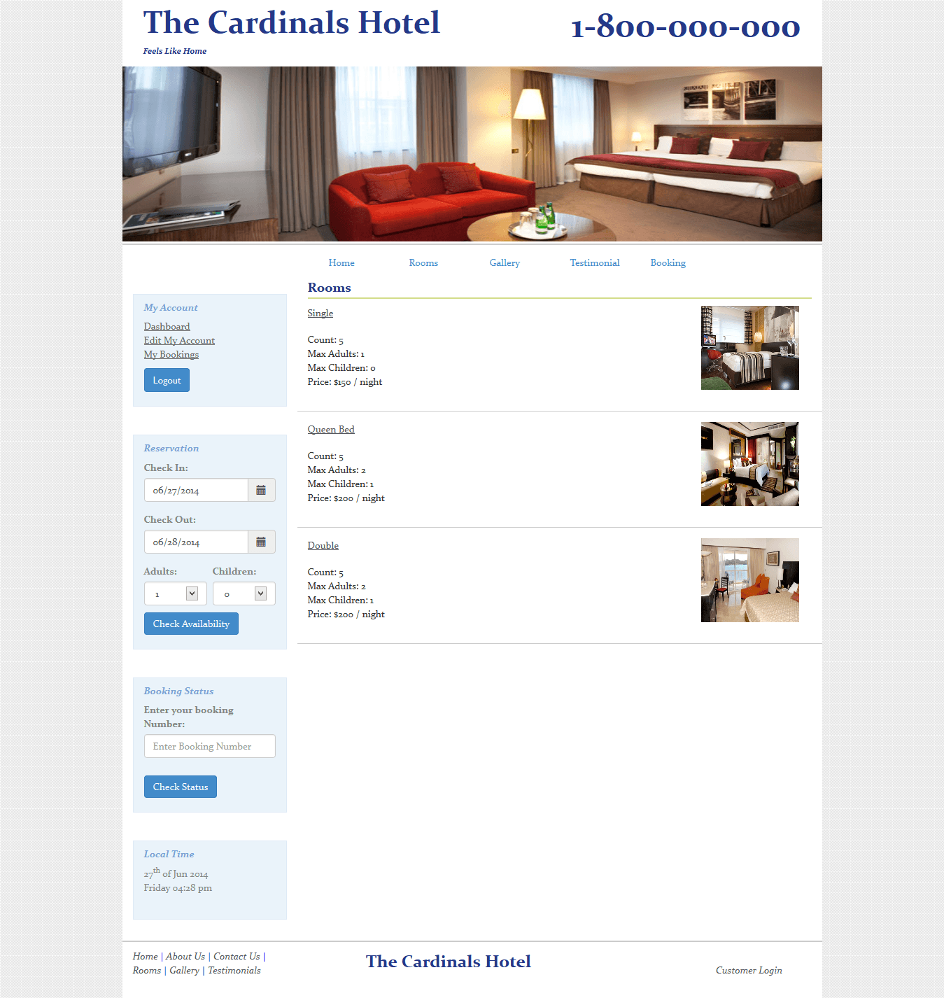 Hotel Booking — rooms listing