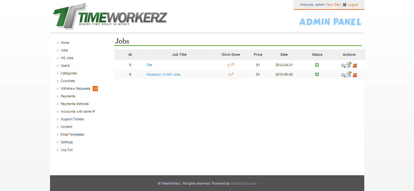 Admin — all jobs
