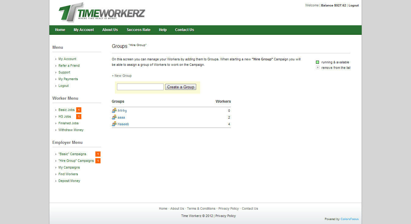 Employer — manage groups