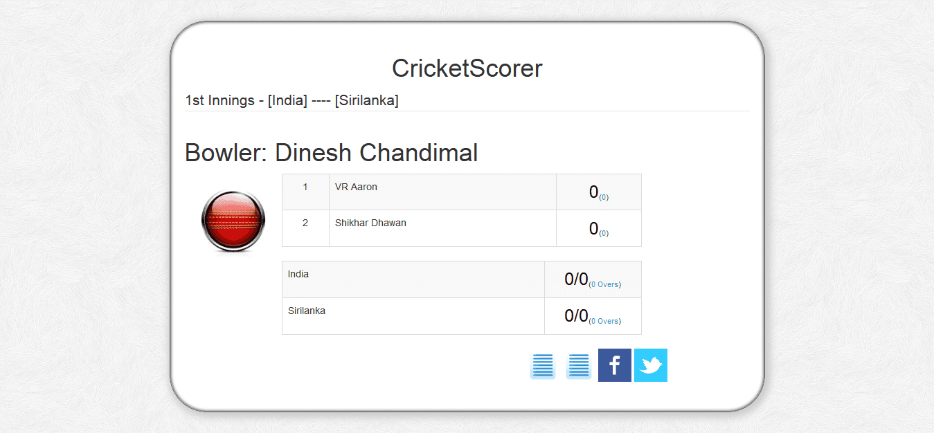 Live score panel