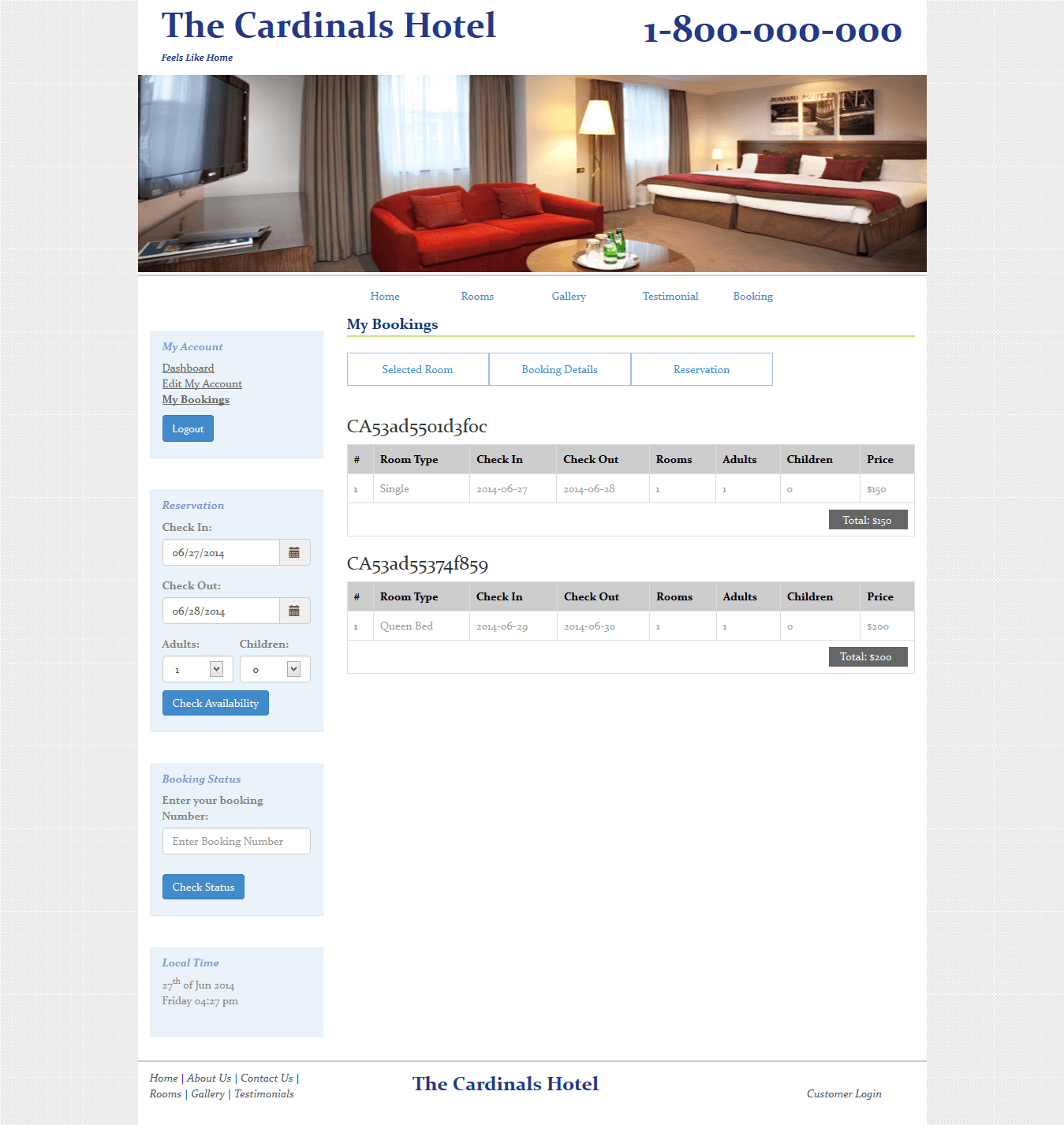 Hotel Booking — my bookings