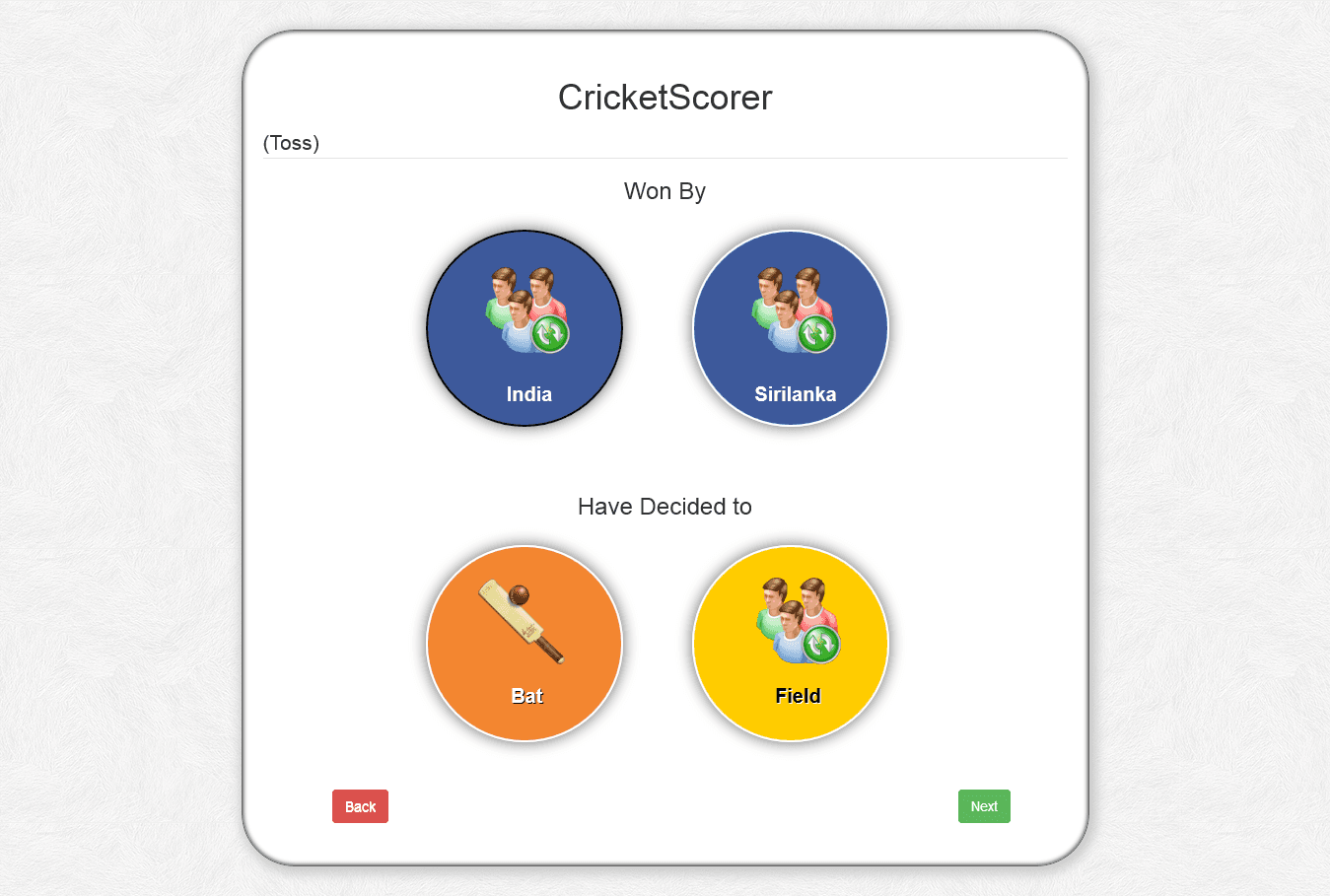 Toss configuration