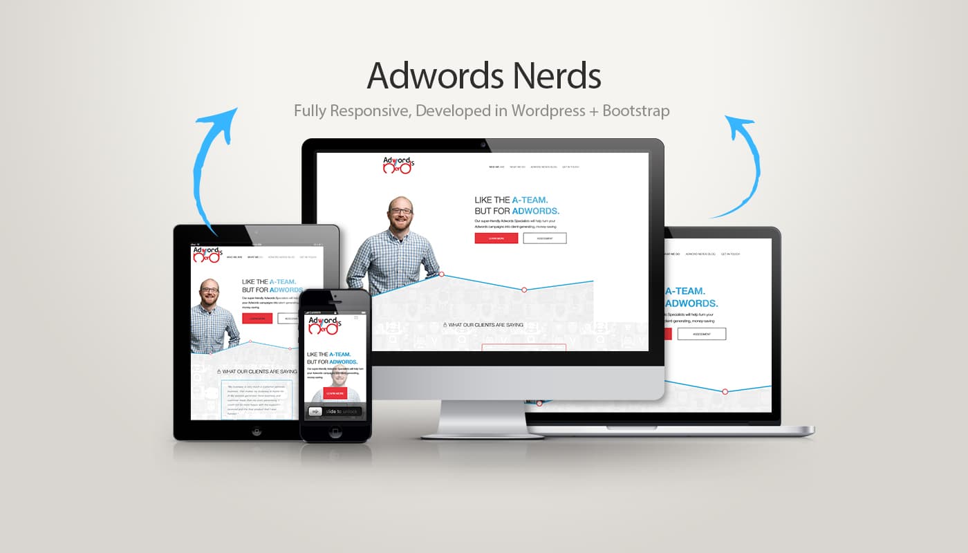 ADN — responsive showcase (mobile / tablet / desktop)