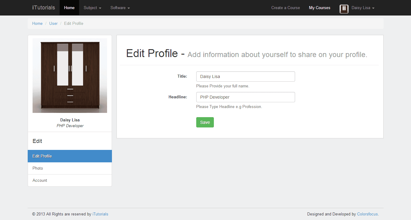 LMS — edit profile
