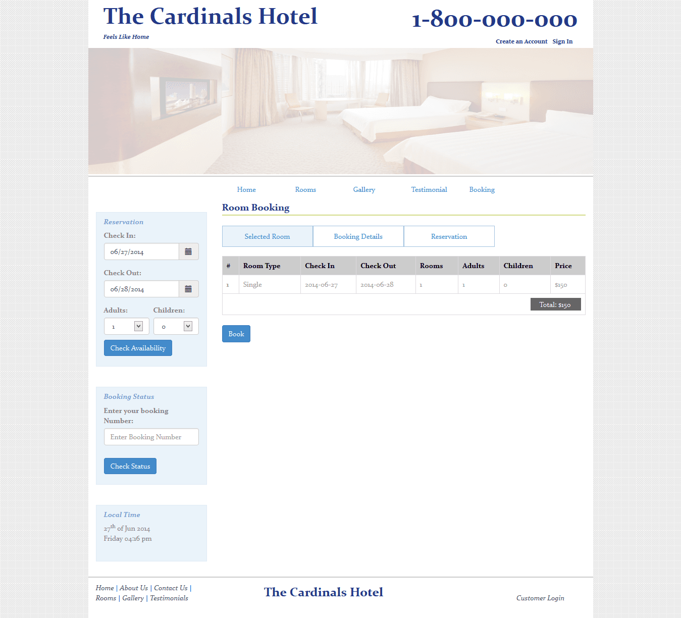 Hotel Booking — room selection