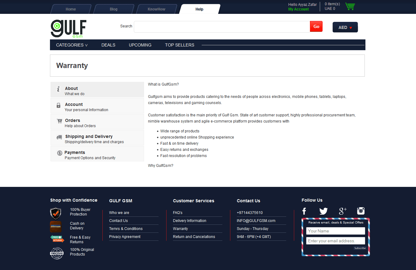 Gulf GSM — help / FAQ page