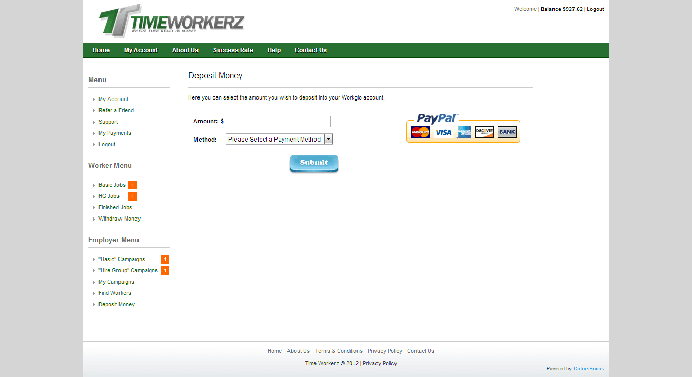 Employer — deposit money