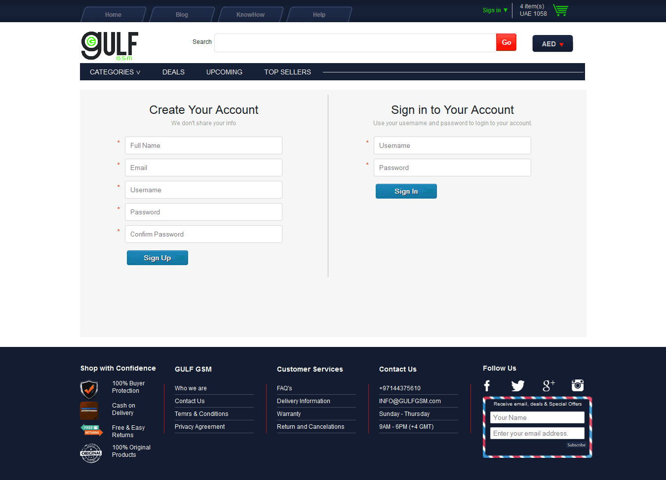 Gulf GSM — login / register