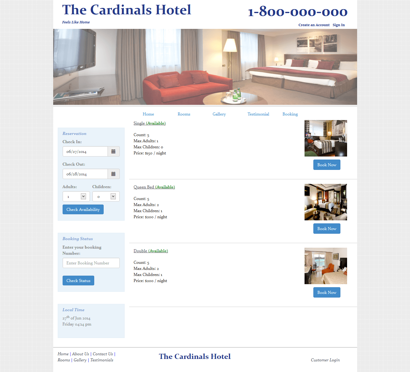 Hotel Booking — search results