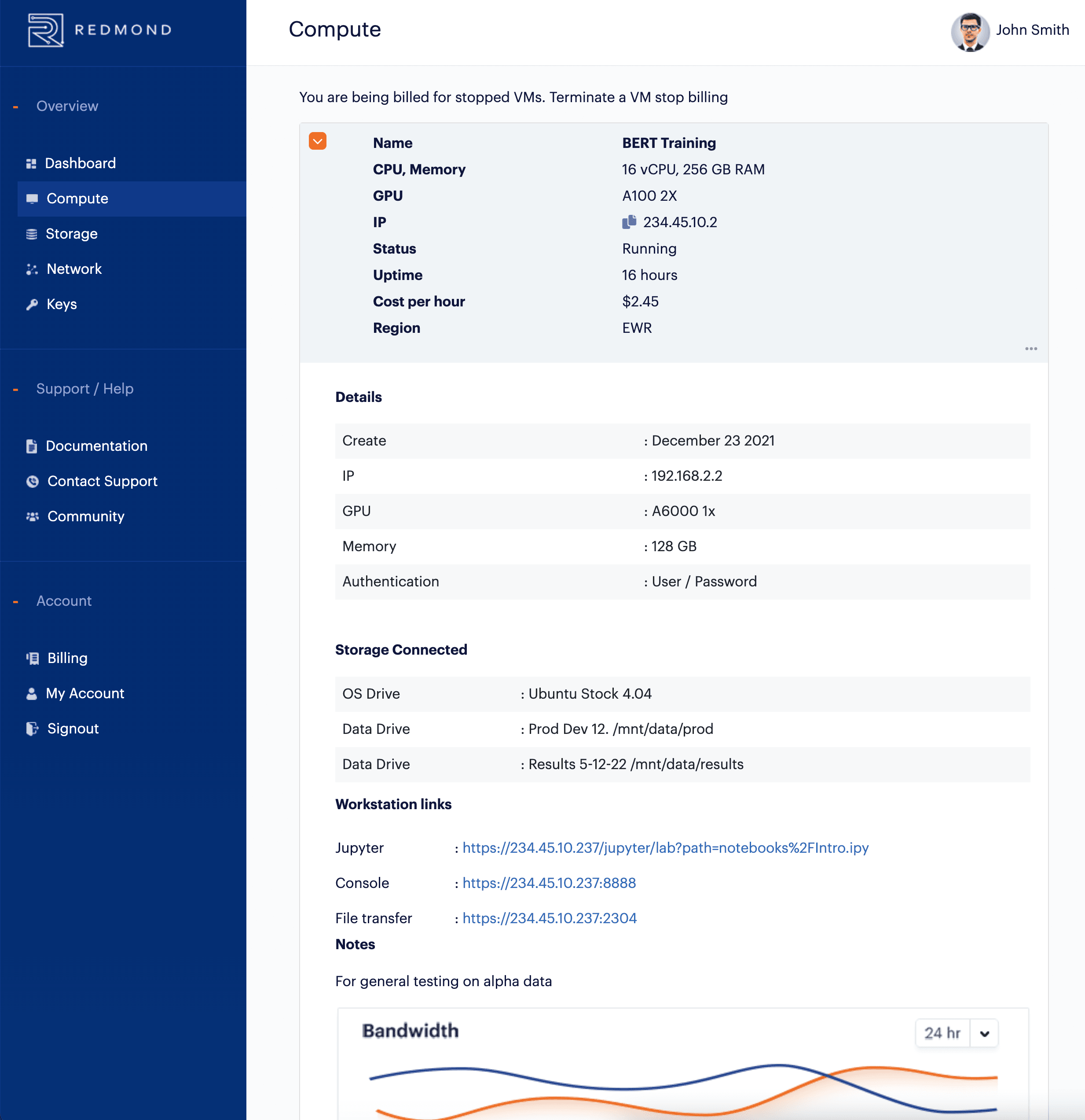 Redmond Dashboard — overview (full layout)