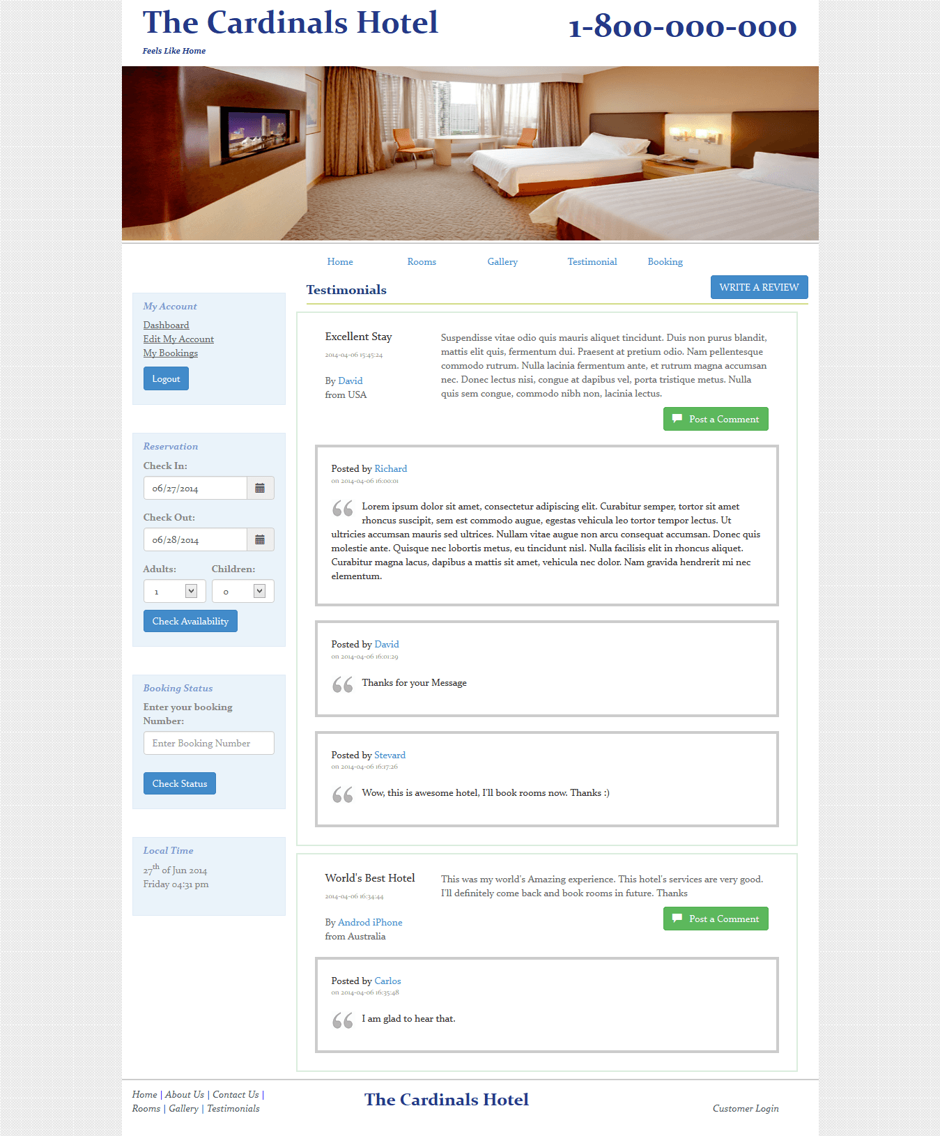 Hotel Booking — testimonials
