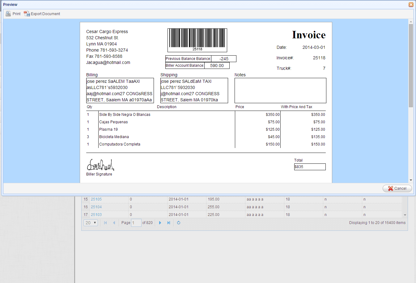 Shipping Invoice Management System screenshot 2